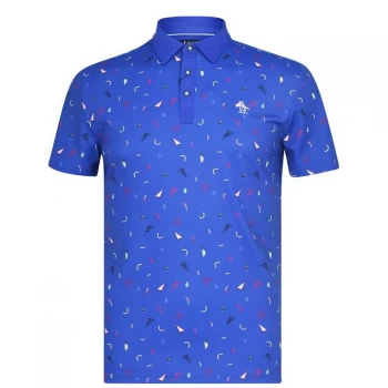 Image of Original Penguin Sleeve Memp Print Polo Shirt - Surf Web