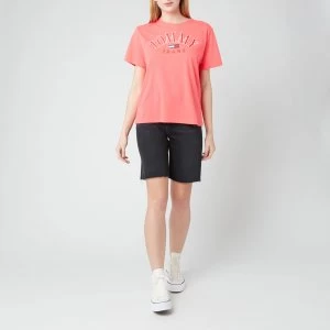 Image of Tommy Jeans Womens TJW Relaxed College Logo T-Shirt - Diva Pink - L