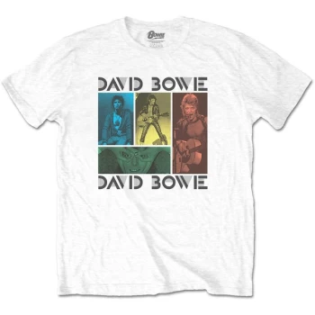 image of David Bowie - Mick Rock Photo Collage Unisex Large T-Shirt - White