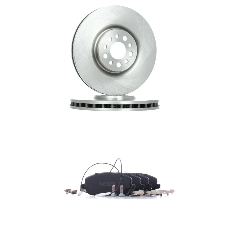 Image of RIDEX 3405B3293 Brake disc and pads set Front Axle, Brake Disc Type: internally vented, with integrated wear sensor Brake Set,disc brakes (3405)