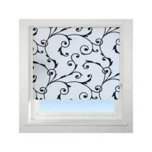 Image of Universal Virginia Patterned Thermal Blackout Roller Blind, Black/White, W60cm