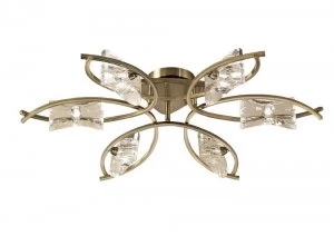 image of Semi Flush Ceiling 6 Light G9, Antique Brass