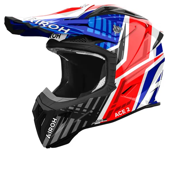Image of Airoh Aviator Ace 2 Proud Blue Red Gloss Offroad Helmet Size S