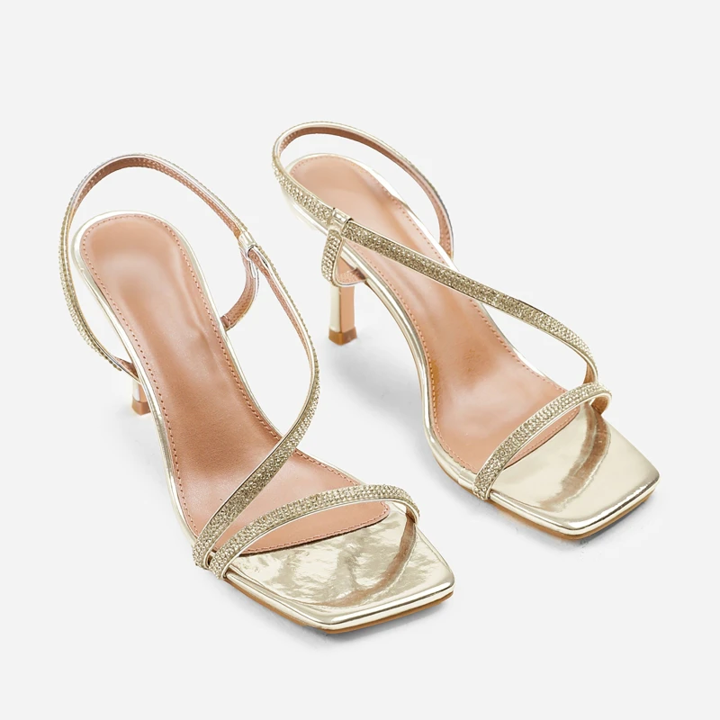 Image of Wheres That From Cross Foot Strap Heels Ladies Gold female 4 (37)