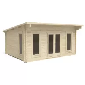 Image of Forest Mendip 5.0m x 4.0m Log Cabin Double Glazed, 24kg Polyester Felt, No Underlay - Installation Included