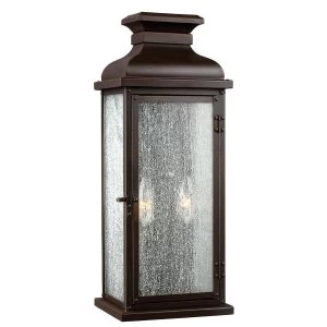 image of 2 Light Outdoor Medium Wall Lantern Light Dark Copper IP44, E14