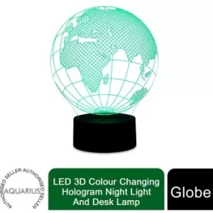 image of Led 3D Colour Changing Hologram Night Light and Desk Lamp - Globe - Aquarius