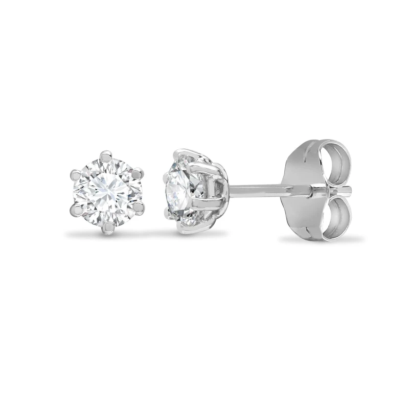Image of Jewelco London 18ct White Gold 0.2ct Diamond Solitaire Stud Earrings - 18E360-020 Silver female