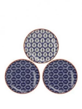 Image of Creative Tops Mikasa Drift Hand-Decorated Patterned Ceramic Side Plates ; Set Of 3