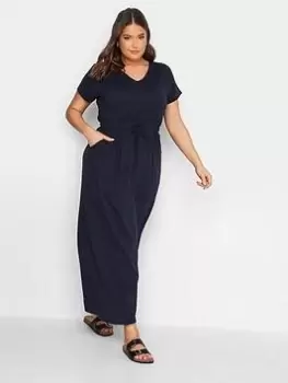 Image of Yours Maxi Short Sleeve T Shirt Dress - Navy, Blue, Size 22-24, Women