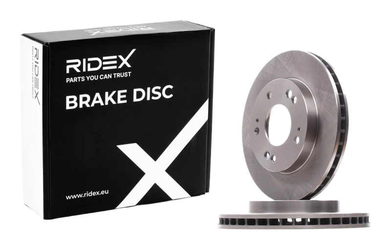 Image of RIDEX 82B0827 Brake disc Front Axle, Vented, Cast Iron, Uncoated, Untreated, without bolts/screws Cast Iron Brake Disc (82)