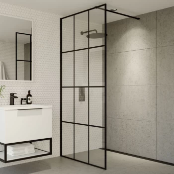 image of S8 Grid Wet Room Glass Panel 900mm Wide - 8mm Glass - Orbit