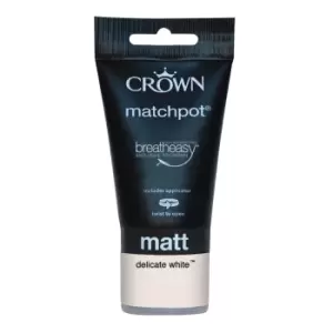 image of Crown Breatheasy Delicate White - Matt Standard Emulsion Paint - 40ml Tester