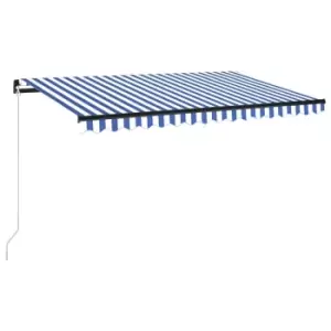 Image of Vidaxl Manual Retractable Awning 450X350 Cm Blue And White