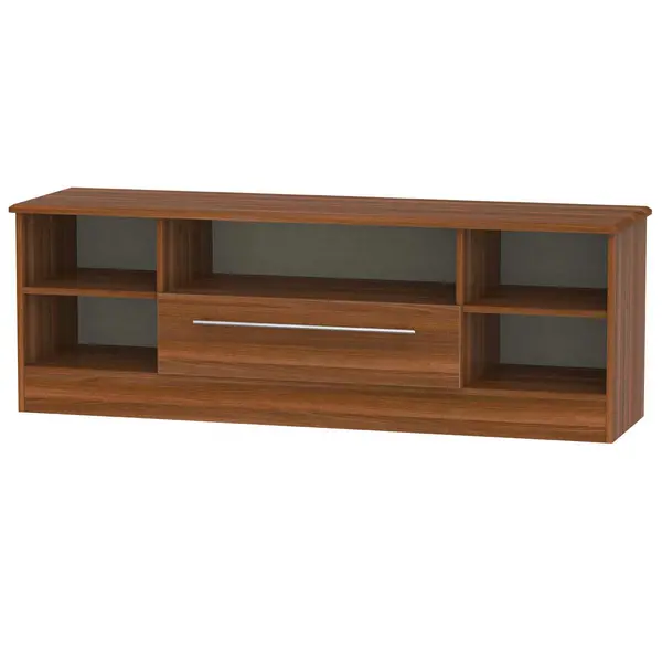 Image of Ready Assembled Edina 1 Drawer Wide TV Unit Walnut SHE212N