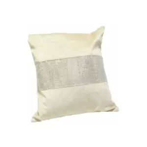 Image of Panache Home Eclat Diamante Faux Velvet Cushion Cover, Mink, 43 x 43 Cm