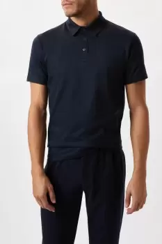 image of Navy Premium Mercerised Cotton Polo Shirt