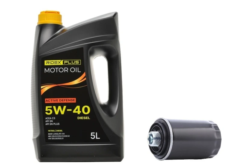Image of RIDEX PLUS 100908O0101P Oil change kit (oil filter + engine oil) Oil change kit (oil filter + engine oil) (100908)