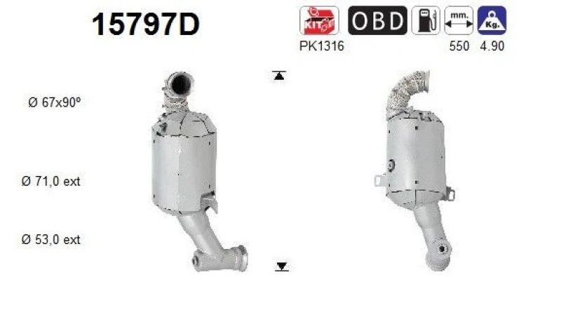 Image of AS Catalytic converter AS 15797D