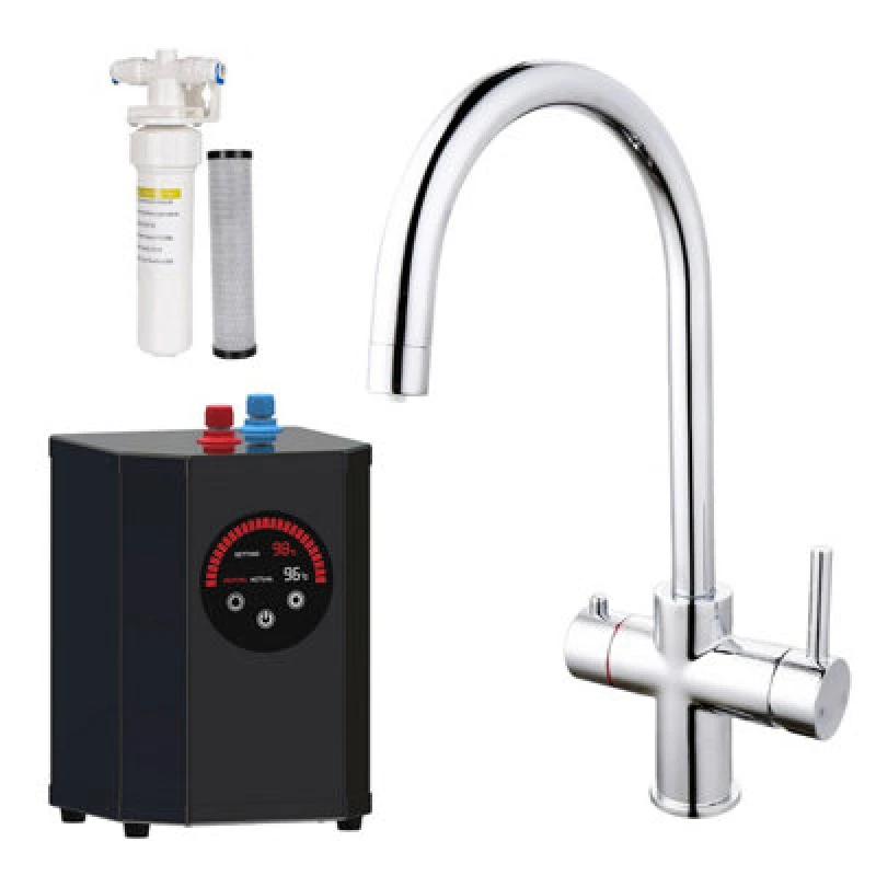 Image of Nes Home Instant Boiling Water Kitchen Single Lever Tap Round Chrome With Heating Tank