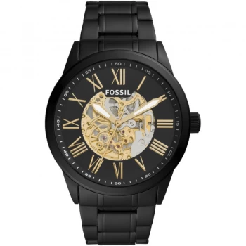 Image of Fossil Flynn Automatic Watch Black & Gold