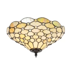Image of Pearl 2 Light Medium Pearl Ceiling Flush Light Tiffany Style Glass, E27