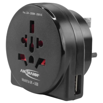 Image of Ansmann 1250-0014 Travel plug - World to UK + USB