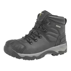 Image of Grafters Mens Buffalo Leather Hiker Type Safety Boots (13 UK) (Black)