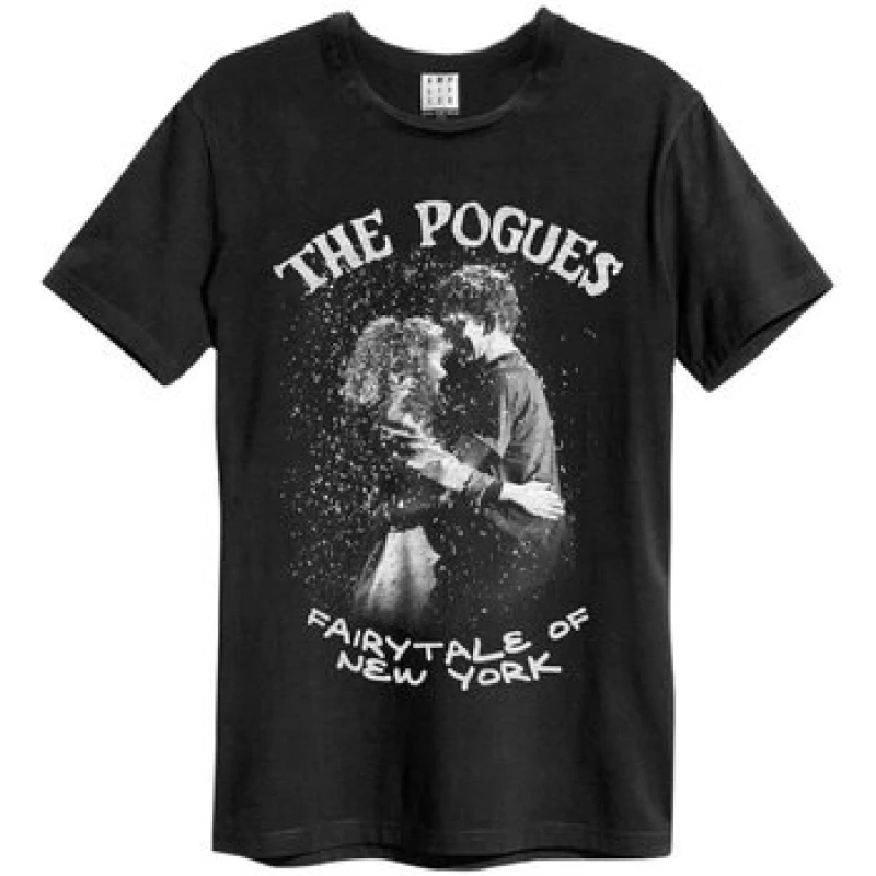 Image of Amplified Amplified Men Fairytale Of New York The Pogues T-Shirt in Black Size: Small Black S Male 5059699800953