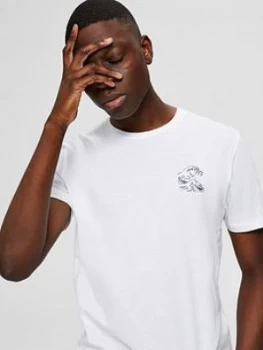 Image of Selected Homme Embroided Logo T-Shirt - White