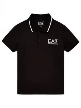 Image of Emporio Armani EA7 Short Sleeve Jersey Polo Shirt Black Size 10 Years Boys