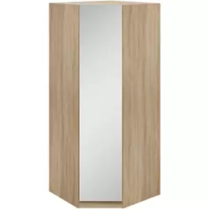 Image of Genoa Oak & Grey Corner Mirrored Wardrobe