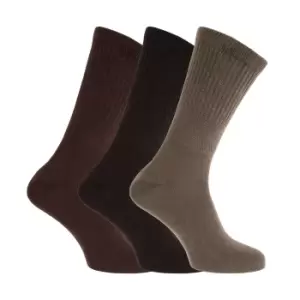 Image of Unisex Big Foot Comfort Fit Diabetic Socks (3 Pairs) (UK Shoe 11-14, EUR 45-49) (Tan/Brown/Dark Brown)