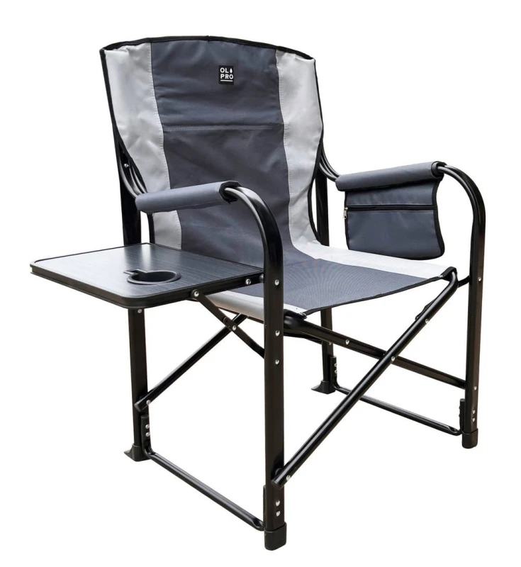 Image of Olpro Directors Chair with side table Grey & Charcoal Multicolor Unisex