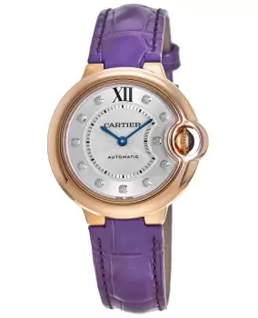 image of Cartier Ballon Bleu Silver Diamond Dial 18k Rose Gold Womens Watch WJBB0010 WJBB0010