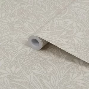 image of Laura Ashley Barley Neutral Leaf Smooth Wallpaper