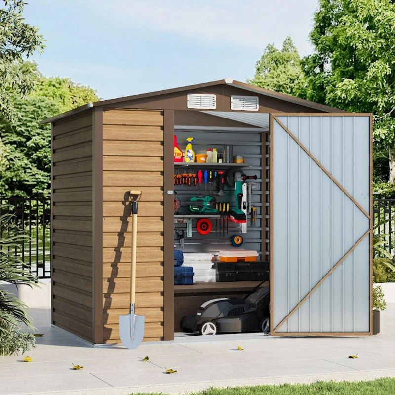 Image of Breeins Outdoor 6x4fts Galvanized Tawny Storage Shed Brown unisex Medium