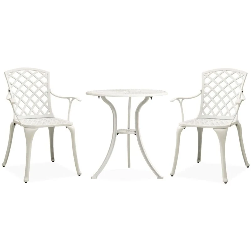 Image of VIDAXL 3 Piece Bistro Set Cast Aluminium White Vidaxl 8720286205969
