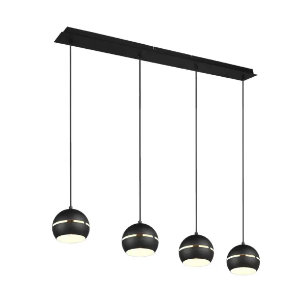 Image of Fletcher Modern 4 Light Bar Pendant Ceiling Light Black Matt