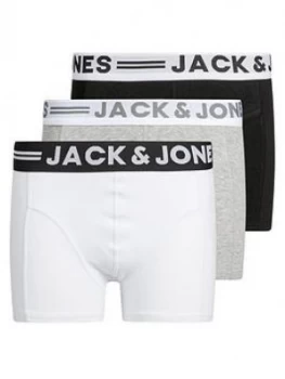 Image of Jack & Jones Junior Boys 3 Pack Trunks - Light Grey Marl Size Age: 8 Years