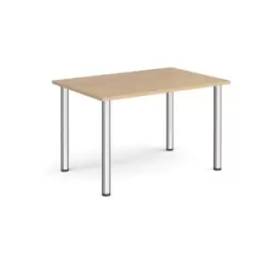 image of Rectangular chrome radial leg meeting table 1200mm x 800mm - kendal oak