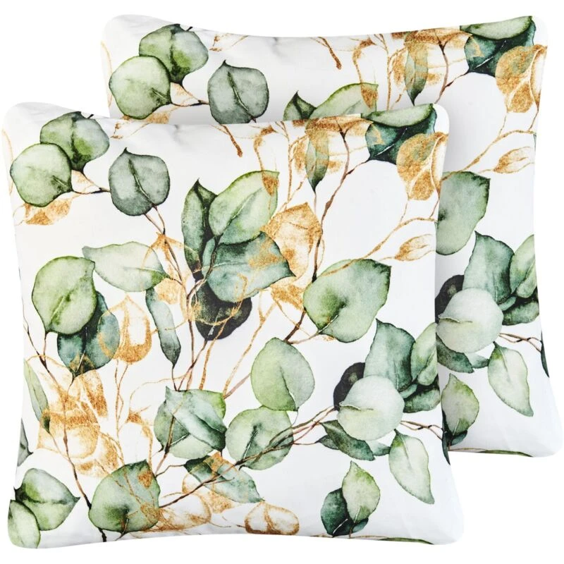 Image of Beliani Set Of 2 Outdoor Cushions Glade Plant Pattern 45 X 45cm Multicolour