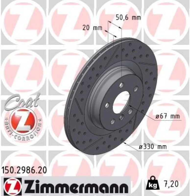 Image of ZIMMERMANN Brake disc ZIMMERMANN 150.2986.20