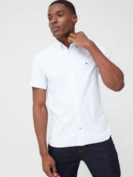 Image of Tommy Hilfiger Slim Fit Organic Cotton Oxford Short Sleeve Shirt - White