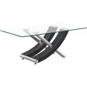 Image of Stunning Italian Design Coffee table in Grey with Clear Glass Top Unique design solid made. - Grey