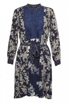Image of French Connection Rishiri Drape Flared Dress Blue