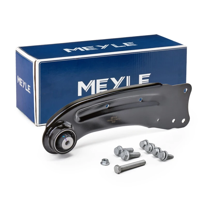 Image of MEYLE 116 050 0144/HD Suspension arm Trailing Arm, Quality, Rear Axle Right, with rubber mount, with fastening/mounting material Track Control Arm (2