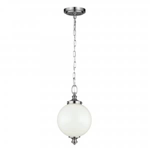 Image of 1 Light Small Globe Ceiling Pendant Brushed Steel, E27
