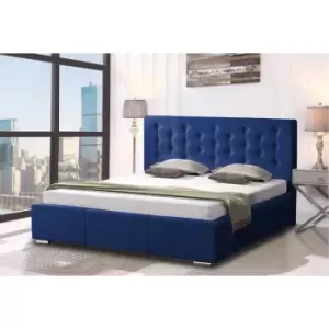 Image of Envisage Trade - Pinia Upholstered Beds - Plush Velvet, King Size Frame, Blue - Blue
