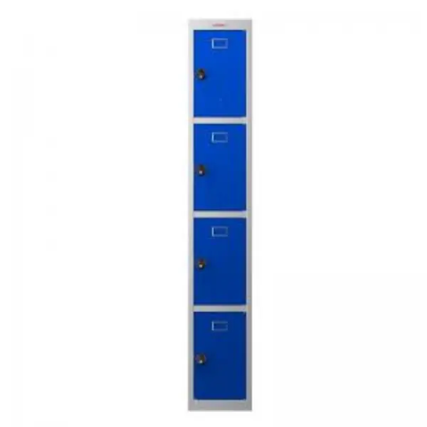 image of Phoenix PL Series 1 Column 4 Door Personal Locker Grey Body Blue Doors EXR87245PH